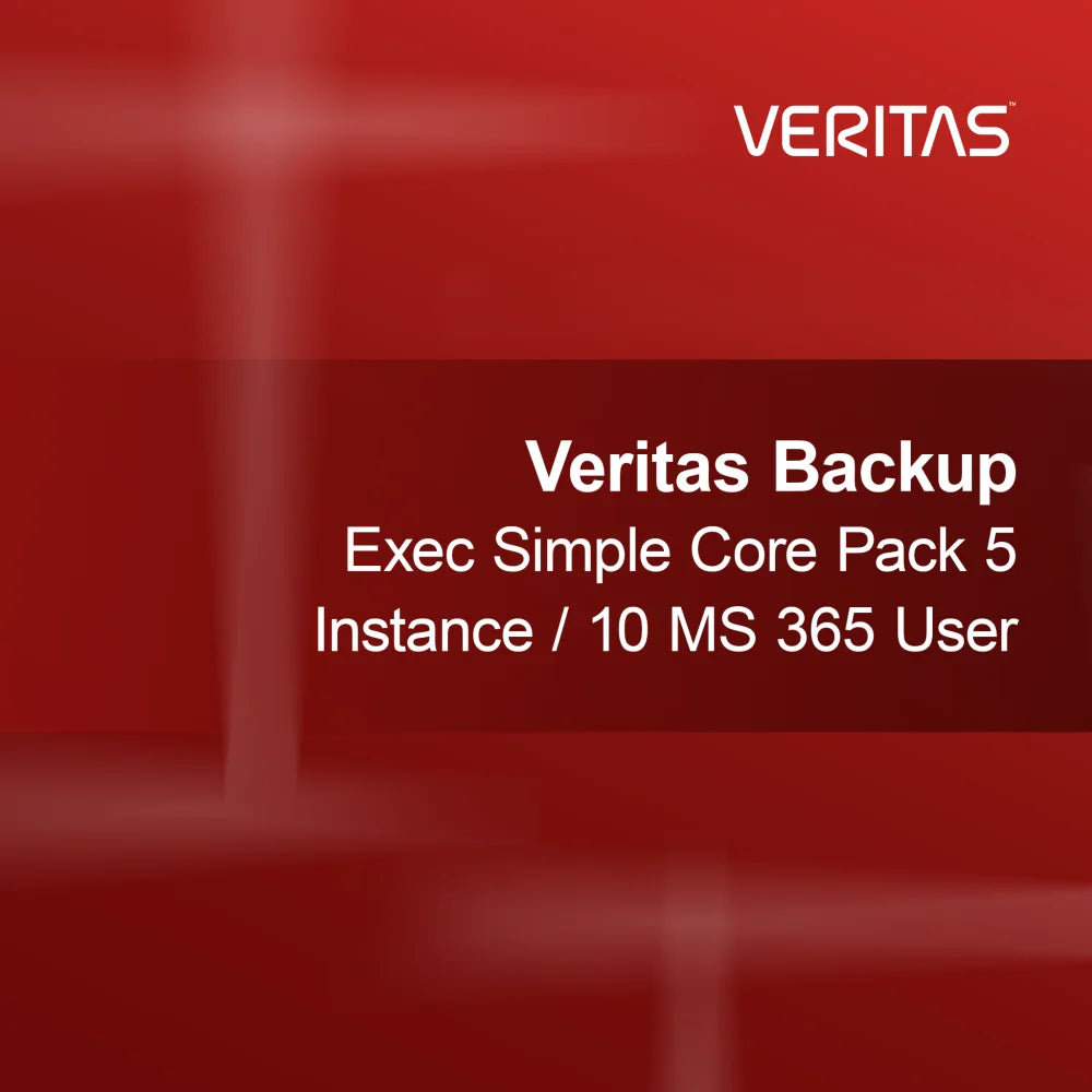 Veritas Backup Exec Enkel Kärnpaket 5 Instans / 10 MS 365 Användare