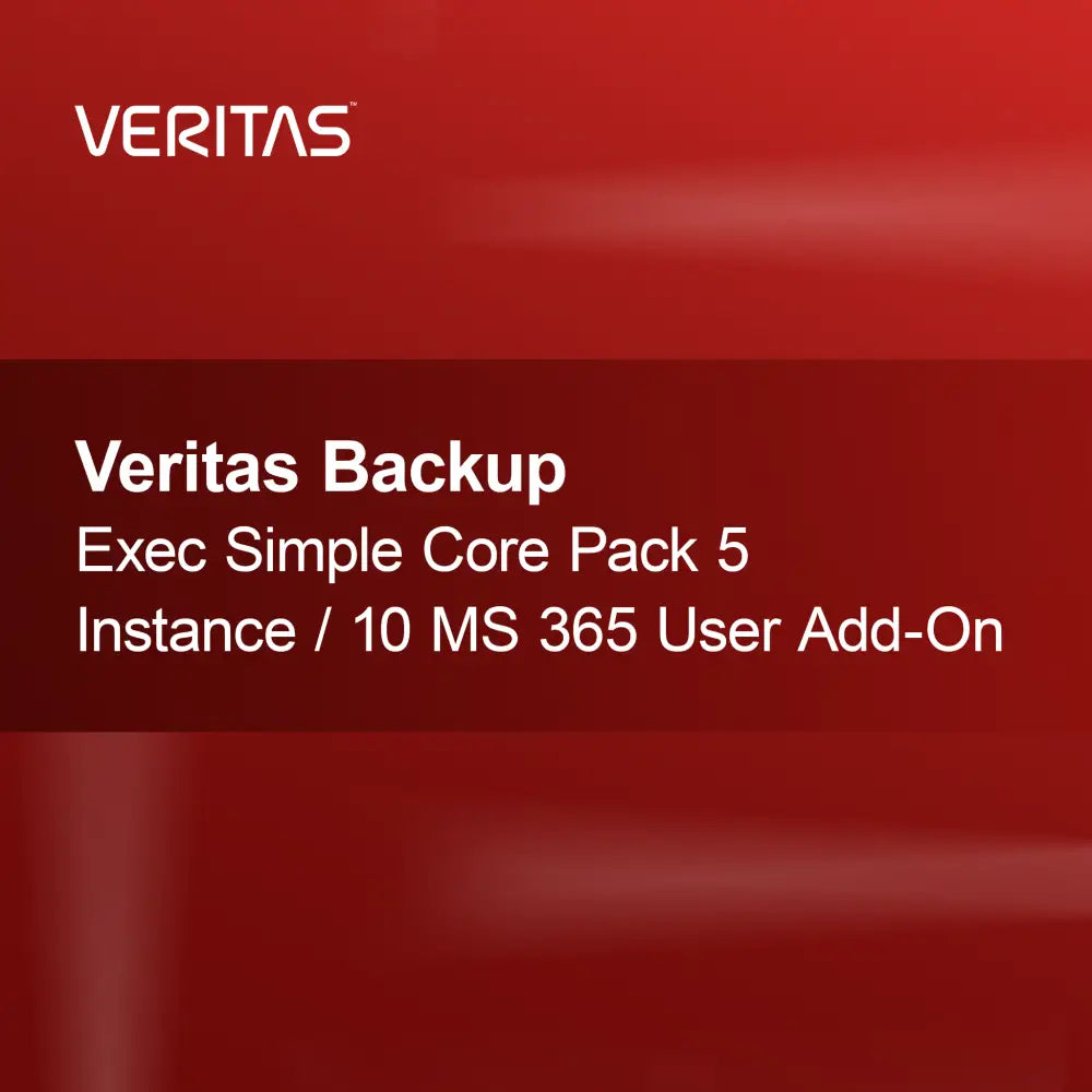 Veritas Backup Exec Simple Core Pack 5 instanser / 10 MS 365 användartillägg
